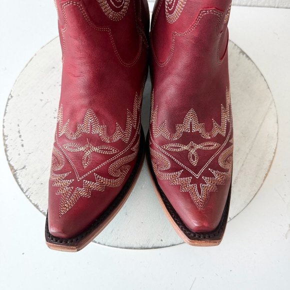Lane LEXINGTON Knee High Womens Cowboy Boots Size 8 Red Leather Western Cowgirl - Picture 6 of 12